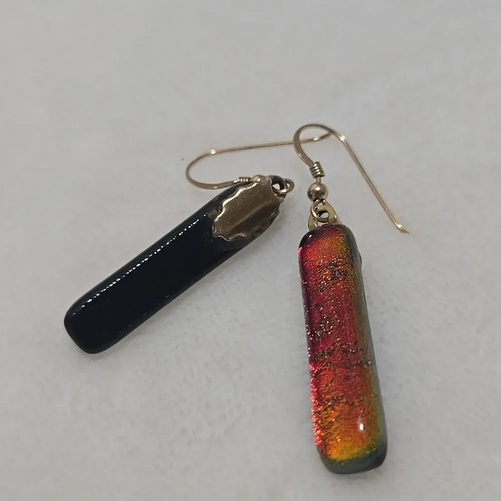 14k Gold Dichroic Glass Earrings